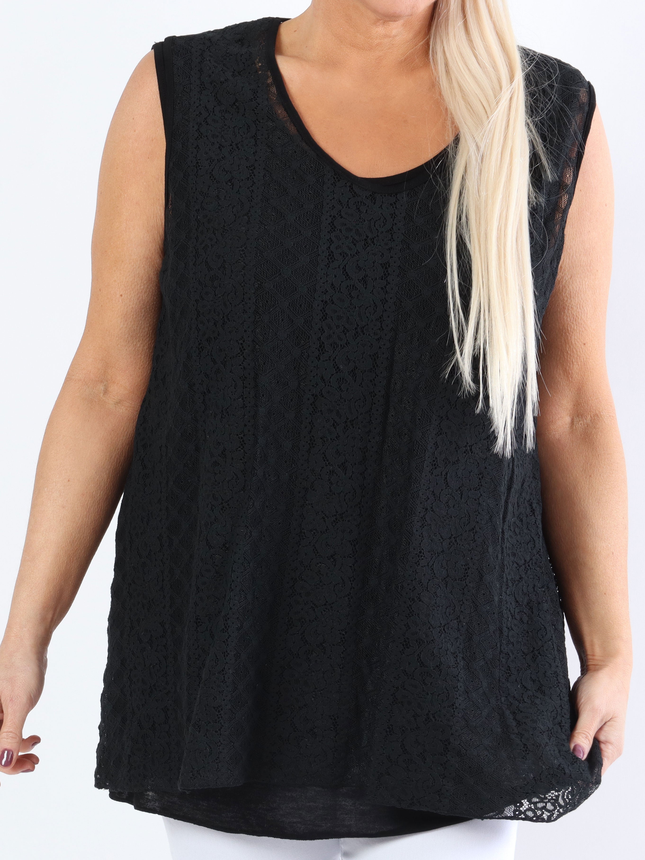 Estala - Sød plus size blondetop uden ærmer